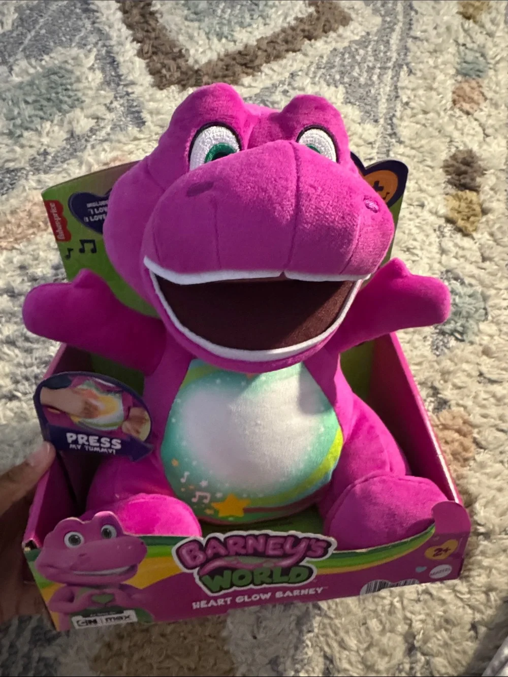 Fisher-Price  Barney Heart Glow Singing Plush - Purple and Green Block Figure